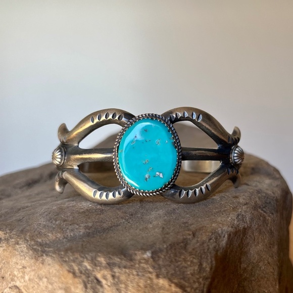 Martha Cayatineto Jewelry - Vintage Navajo Sterling Silver Turquoise Bracelet Cuff Martha Cayatineto #2